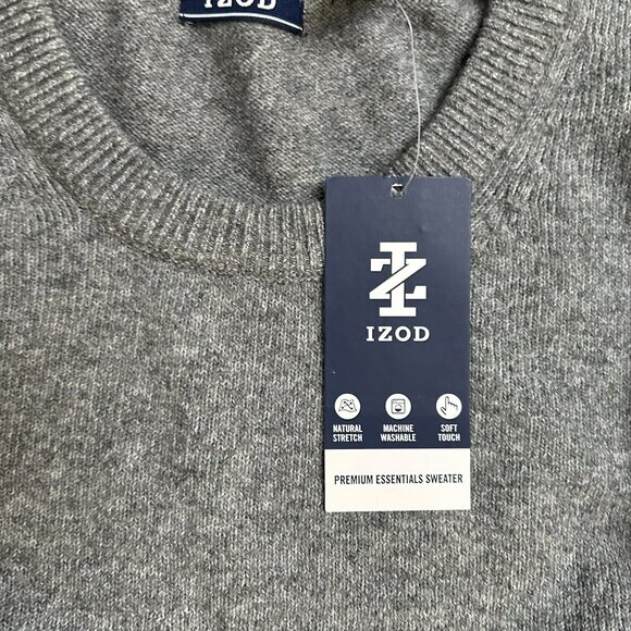 IZOD Premium Essentials Men's Size L Crew Neck Cotton Blend Soft Sweater Grey NW - Picture 5 of 8
